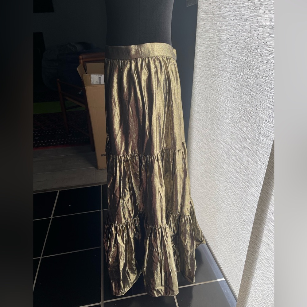 JCrew gold lame maxi skirt